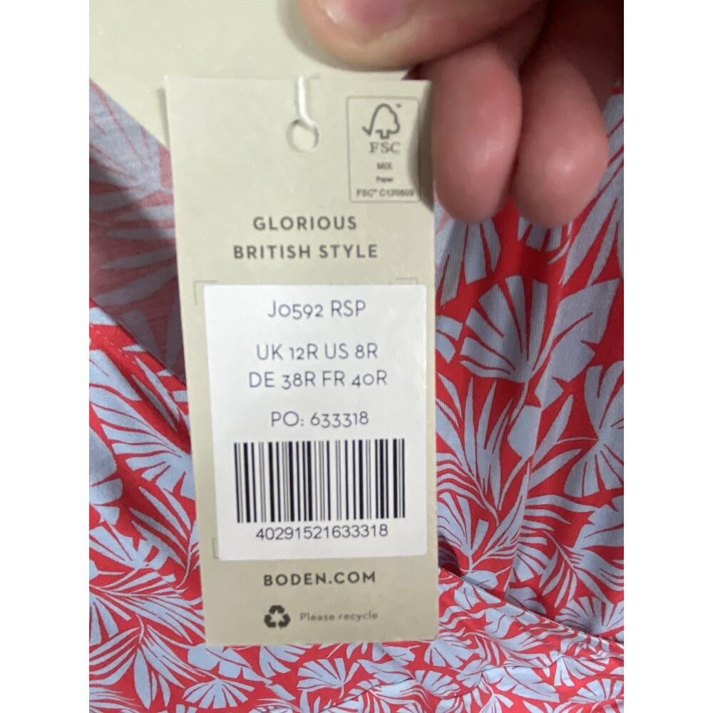 Boden NWTs Lola Jersey Dress Women’s 8 Tropical Pattern Midi Resortwear - Picture 4 of 10
